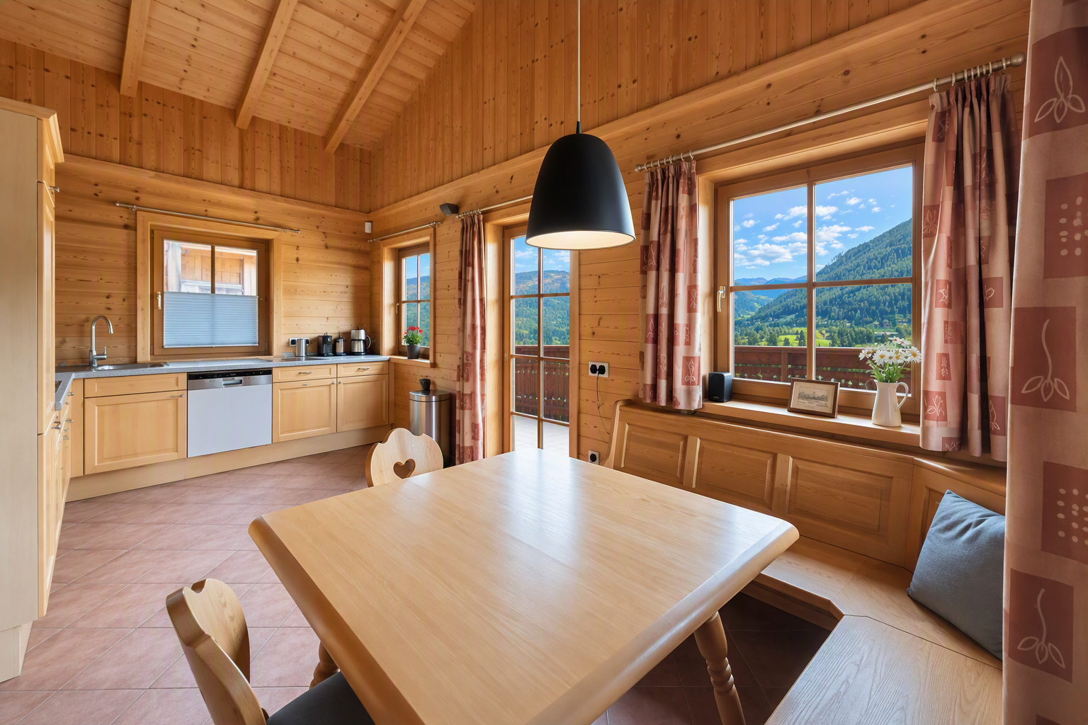 Jupiter Chalet nappali, étkező és konyha